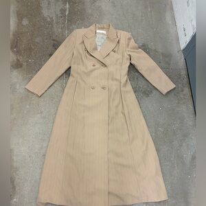 Vintage Jones New York Tan Long Sleeve maxi floor Lenght double breasted blazer